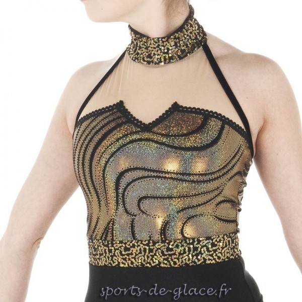 Black and gold figure skating outlet dresses