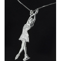 sagester silver chain with ice skater pendant